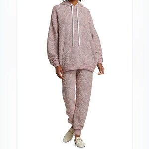 St. John Boucle Cozy Pink Knit Hoodie and Joggers Set XL
